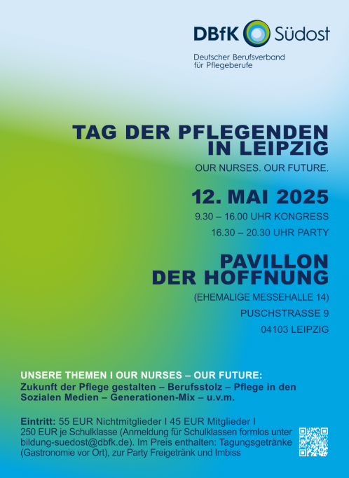 Flyer Kongress und Party zum Tag der Pflegenden am 12. Mai in Leipzig