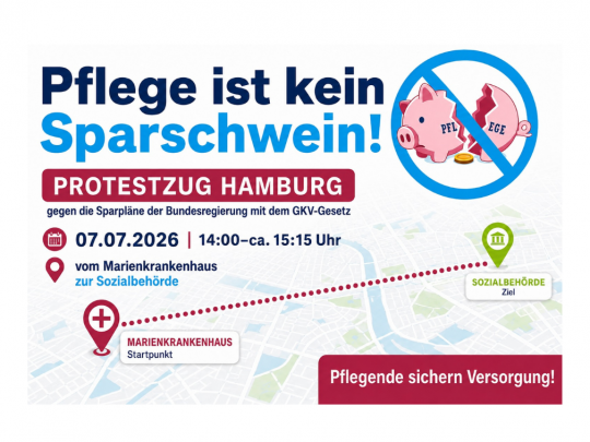 „Pflege ist kein Sparschwein!“: Protestaktion in Hamburg angekündigt